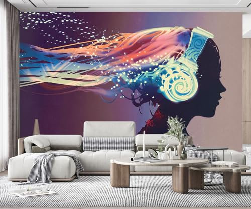 Tapete Kinderzimmer Fototapete Mädchen Mit Kopfhörern Hörend Musik Tapeten Vliestapete Modern Schlafzimmer Wandtapete Bildtapete Wand Dekoration