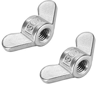 sourcing map 2Stk. M10 Flügelmutter Edelstahl 304 Hand dröseln Spannen Ohr Schmetterling Mutter