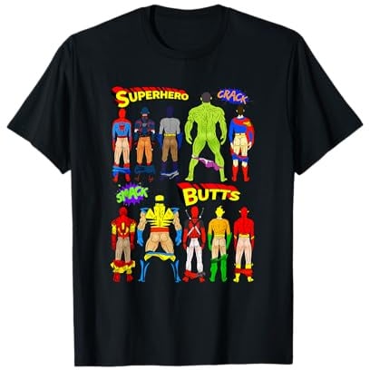 Superhero Butts Tshirt Action Heros 4 Women Men Guys Adults T-Shirt