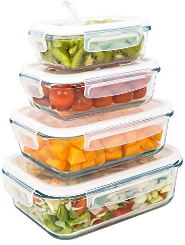 LG Luxury & Grace Recipienti in Vetro (0,36+0,60+1+1,5 L). Ermetici con Valvola Vapore. Contenitori Per Alimenti Sicuri Per Microonde, Forno, Lavastoviglie e Congelatore. Senza BPA.