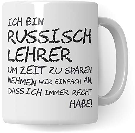 Pagma Druck Russisch Lehrer Tasse, Geschenk für Russischlehrer, Kaffeetasse Geschenkidee Lehrer Tasse Russisch lustig, Kaffeebecher Lehramt Schule Abschied Abschluss Witz