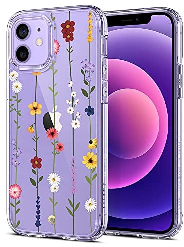 CYRILL Cecile Compatible with iPhone 12 / iPhone 12 Pro Case Cover, Clear Floral Design on Hard PC Back TPU Bumper for iPhone 12/ iPhone 12 Pro (2020) - Flower Garden