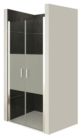 MOMENTS OF GLASS Box doccia porta doppia apribile 80-83 x 180 cm - Vetro di sicurezza parzialmente satinato ESG 6 mm, profili cromati #NM