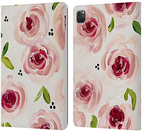 Head Case Designs Offizielle Haley Bush Rosa Muster Blumiges Gemaelde Leder-Wallet-Hülle Kompatibel mit Apple iPad Pro 11 2020/2021 / 2022
