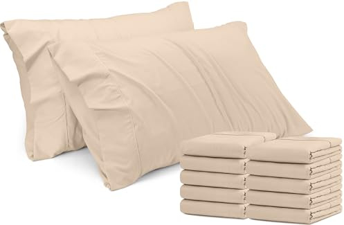 Utopia Bedding Queen Pillow Cases - Pack of 12 - Envelope Closure - Soft Brushed Microfiber Fabric - Shrinkage and Fade Resistant Pillow Covers Queen Size 20 X 30 Inches (Beige)