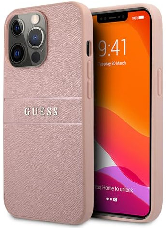 Guess GUHCP13XPSASBPI Hülle für iPhone 13 Pro Max 6,7 rosa Saffiano Stripe