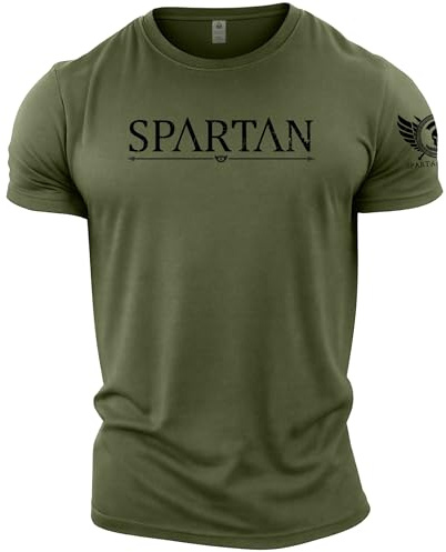 GYMTIER Spartan Forged Spartan Fitness T Shirt für Herren, Bodybuilding, Training, Training, Lifting, Bekleidung, Grün, XL