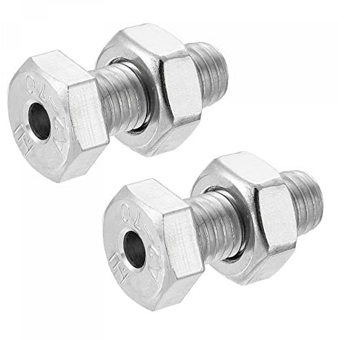sourcing map Bulloni a vite cava M10 x 25 mm, con dadi esagonali, in acciaio inox 304, confezione da 2