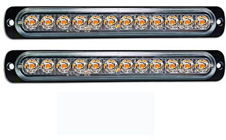 PICAA 2 Stück Ultra Thin 19 cm 12 LED Notleuchten Bernstein Gelb Hazard Blinklicht Stroboskoplicht Universal für 12-24V Car Truck Trailer Wohnmobil Motorrad Van
