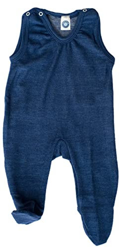 Cosilana, Merino Frottee Strampler Schlafanzug, 100% Wolle (kbT) (Marine, 62)