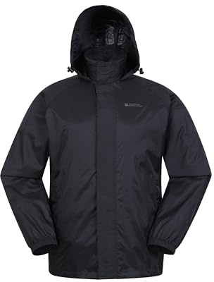 Mountain Warehouse Pakka Mens Waterproof Rain Jacket | Lightweight & Breathable IsoDry Coat with Fully Taped Seams, Easy to Pack Packaway Hood & Stuff Bag, For Wet Weather, Walking