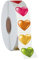 1200 Stück herzförmige Aufkleber, 12 Farben, selbstklebende Etiketten mit Perforationslinie in Rolle, Verwendung für Valentinstag, Preislisten, Blutspenden, Lehrer und Klassenzimmer (jeweils 1.9cm)