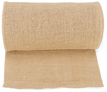 KEILEOHO 30cm x 15m Jute Hessian Roll, 12 inch Burlap Fabric Roll, Craft Jute Ribbon for Displays Crafting Decorating Wrapping