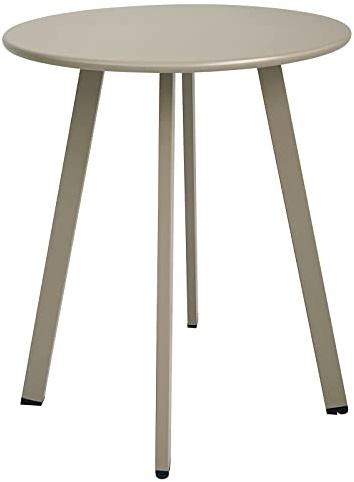 Meluvici Outdoor-Beistelltische, wetterbeständig, Terrassen-Beistelltisch, wasserdicht, rund, Metall, Stahl, kleiner Tisch, tragbarer Outdoor-Beistelltisch für Garten, Balkon, Hof, Grau