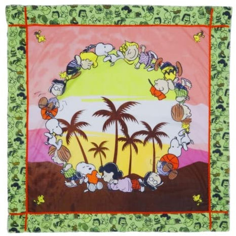 CODELLO X Peanuts Tuch, Schal Sporty Time & Palms, Grün-Multicolor