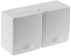 2-Fach Aufputzsteckdose Weiß IP44 16A/250V Schuko Aufputz Feuchtraum Steckdose Weiß