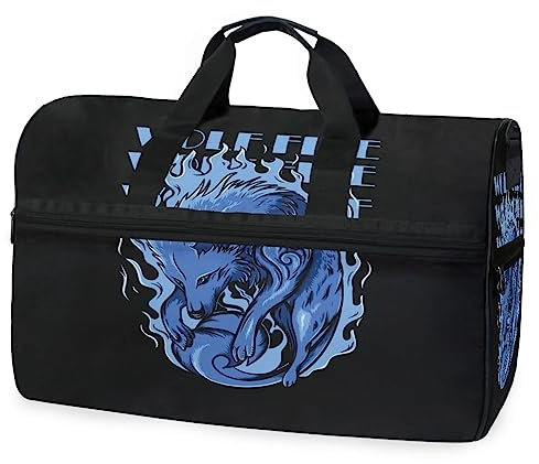 Wolfblaues Tierteam Sporttasche Badetasche mit Schuhfach Reisetaschen Handtasche für Reisen Frauen Mädchen Männer