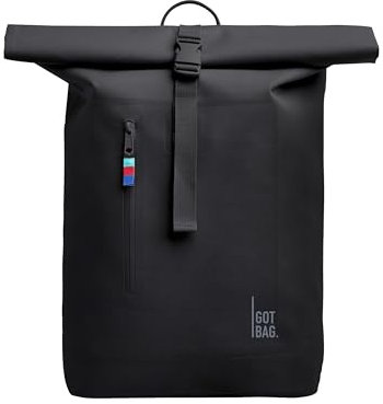 GOT BAG Rucksack Rolltop Lite aus Ocean Impact Plastic | Laptop Rucksack wasserdicht mit Herausnehmbarer 15“ Laptoptasche | 26 Liter Füllvolumen Rollrucksack (Black)