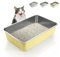 IKITCHEN Stainless Steel Cat Litter Box, Extra Large High Sided Litter Box, Never Absorbs Odors, Non Stick Smooth Surface, 23.5 L x 15.5 W x 6 H, Yellow