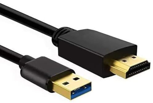 Znoogrn Câble USB vers HDMI, USB 3.0 mâle vers HDMI mâle répartiteur de câble, câble USB vers HDMI câble câble HD 1080p moniteur affichage audio vidéo convertisseur - 2 m, noir