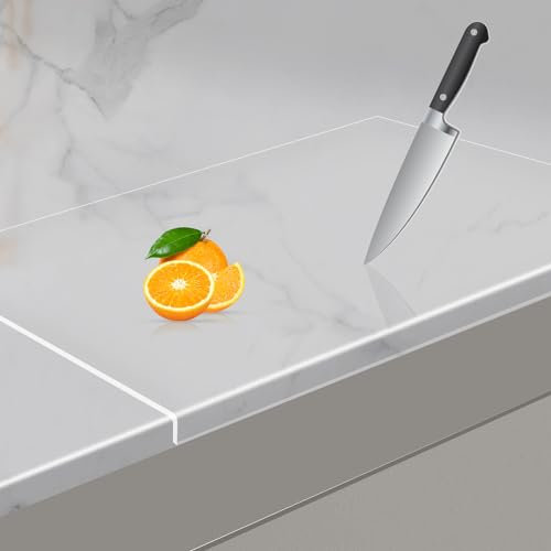 Pakproly Taglieri in acrilico per bancone della cucina, nuovo tagliere trasparente più spesso, antiscivolo, con bordo per protezione del piano di lavoro, casa e ristorante (40,6 x 30,5 cm)