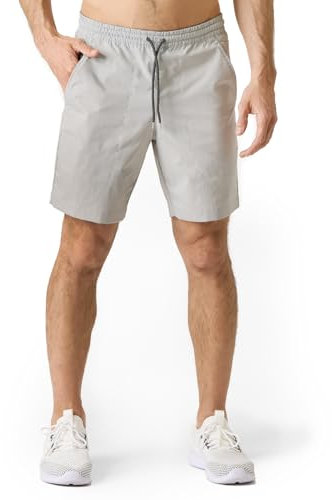 LAPASA Kurze Hosen Herren Sportshorts mit Reißverschluss Taschen, schnelltrocknende Sporthose Runningshorts Traininghose Laufhose M134, Hellgrau, M