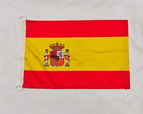 Bandera Náuticas de ESPAÑA 45x30cm - Pabellón de conveniencia ESPAÑOLA 30 x 45 cm Anillos (45 x 30)