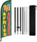 FSFLAG Burger Fries Federflagge mit Fahnenmast Kit und Erdspieß, 2,5 m Burger Pommes Frites windlose Flagge Banner Schild Business für Außenwerbung