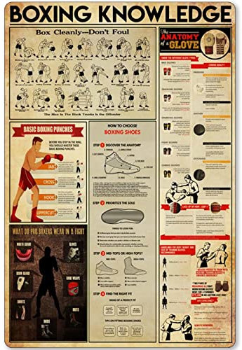 Metall-Blechschild „Boxing Knowledge, The Anatomy of A Glove, Poster, Infografik, Boxer-Club, Zuhause, Küche, Garage, Bar, Wanddekoration, Plakette, 30,5 x 40,6 cm