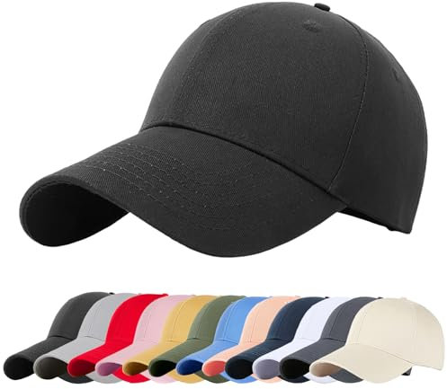 Enwokran Baseballkappe Herren Basecap Damen, Unisex Klassische Sonnenschutz Baumwolle Verstellbar Sport Mütze Atmungsaktiv für Sport Wandern Ausflug (Schwarz)