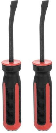 sourcing map 2pcs Angled Tip Pry Bar 8 Inch CR-V Curved Screwdriver Pry Bars with Strike Cap Non-Slip Handle for Lifting and Prying