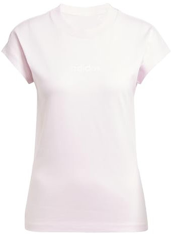 adidas Damen Essentials LINEAR Cotton T-Shirt, Clear pink/White, L