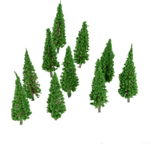 ZAMETTER Lot de 40 arbres miniatures en plastique - Plantes de paysage - Plantes artificielles - Arbustes de pin en forme de tour (H-3,5 cm)