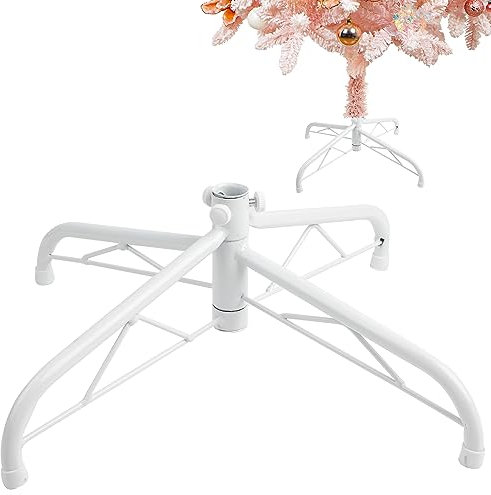 ZALAON Supporto per albero di Natale, 40 cm, bianco, artificiale, staffa in metallo per albero di Natale da 1,2 m, 1,5 m, 1,8 m
