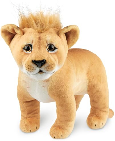 BRUBAKER Löwe Kuscheltier - 30 cm Stofftier - Baby Plüschtier Raubkatze Stehend - Kinder Plüsch Spielzeug - Braun