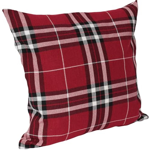 Hans-Textil-Shop Premium Kissenbezug Streifen Karo Kalis - Gestreift, Kariert, Kissen, Kissenhülle, Kopfkissenbezug, Sofakissen, Couchkissen, Dekokissen, Zierkissen, Deko, Sofa (Rot, 40 x 40 cm)