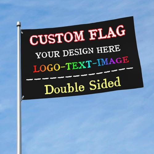 PRFELMG Personalisierte Flagge - Individuelle Banner für draußen, gestalten Sie Ihren Text/Logo/Foto, ideal für Feierlichkeiten, 3x5 Ft, einseitiger Druck