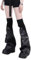 Punk Elastische Bündchen Bein Abdeckung PU Leder Gothic Beinlinge Rock Punk Kniehohe Stiefel Socken Mit Taschen