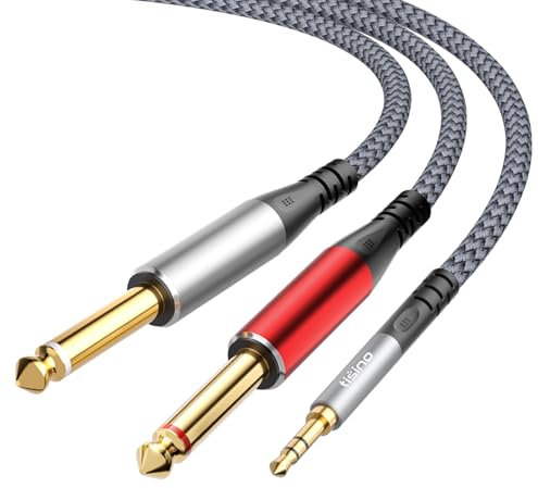 Tisino Cavo Jack 3,5mm a 6,35mm (1m), da 3,5 mm TRS a doppio cavo breakout audio mono da 6,35 mm per telefoni, lettori CD e MP3/altoparlanti e amplificatori