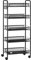 HOMCOM 5 Tier Utility Rolling Cart, Metal Storage Cart, Kitchen Cart with Removable Mesh Baskets, for Living Room, Laundry, Garage and Bathroom, Black