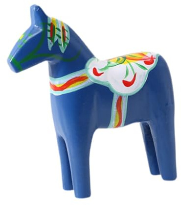 Baoblaze Schwedische Dala-Pferd-Statue, Kunstharz, Dala-Pferd, Farbmalerei, Klassische Neuheit, Wohnkultur, Kunsthandwerk, Dalapferd-Ornament, Blau