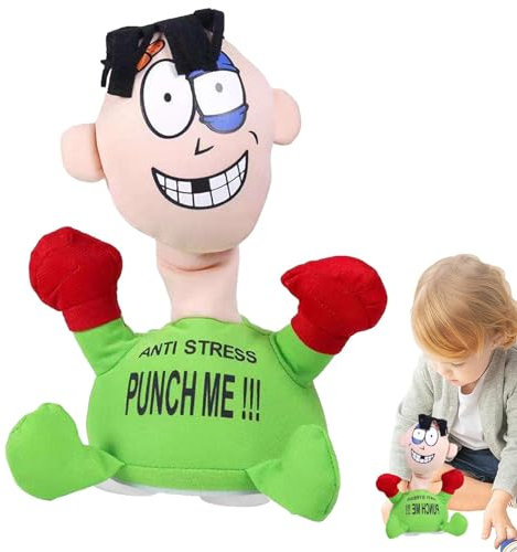 Generisch 23cm Zappelpuppen | Scream Doll | Stoffpuppe Stress | Punch Me Stoffpuppe | Schlag Mich Schreiende Puppe | Zappelpuppenspielzeug | Anti Stress Spielzeug Mit Saugnapfbasis