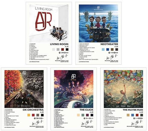 AJR Albumcover, signierter limitierter Posterdruck, Rapper, Musikposter, Leinwand, Wandkunst, Zimmer, ästhetisches Set, für Teenager und Mädchen, Wohnheim-Dekoration, 20,3 x 25,4 cm, ungerahmt