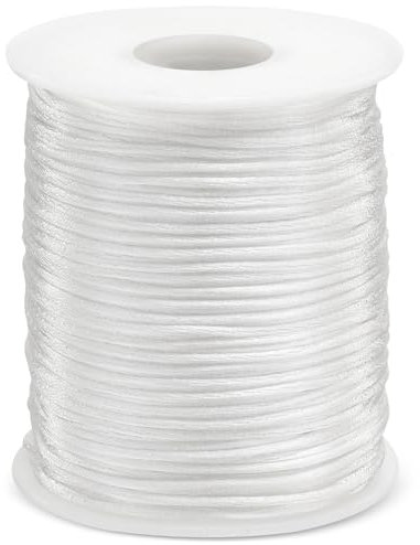 Cordón de nailon de 1,5 mm, 110 yardas, cordón de campanilla de viento, cuerda trenzada, cuerda para hacer pulseras, hilo de joyería para manualidades, cordel para nudos chinos (blanco)