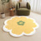 AIMECO Weicher Kuscheliger Kinderteppich Weicher Rund Carpet Wohnzimmer Teppichen Mädchen Schlafzimmer Kinderzimmer Waschbarer Pflegeleicht Teppiche Motiv Rund 120cm gelbe Blume
