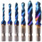 6 Pcs Combination Drill and Taps Bit Set, Spiral Fluted Tap, HSS Tap Drill Bit Set Tap Combo Drill Bits, Tap Drill, Tapping Set M3 M4 M5 M6 M8 M10 for Various Thread Sizes