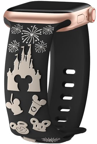 Cartoon 3D Embossed Strap Compatible with Apple Watch Straps 40mm 38mm 44mm 45mm 41mm 42mm 49mm Women, Two-Tone Soft Silicone Sport Strap for iWatch Series 10 9 8 7 6 5 4 3 2 1 Ultra