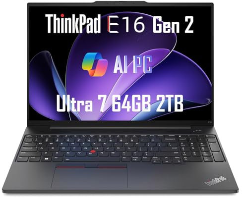 Lenovo ThinkPad E16 Gen 2 Business Laptop (16 FHD+ Anti-Glare, AMD Ryzen 7 7735U (> Intel i7-1355U), 64GB DDR5, 2TB SSD) Backlit, Fingerprint, 1080p Webcam, Wi-Fi, Ethernet, Win 11 Pro w/ Copilot