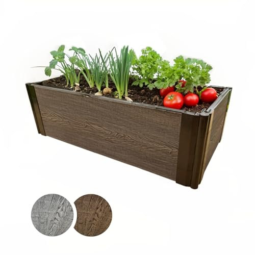 Gardj WPC Raised Bed (Without Base) 1 Meter – Woody-Look – wetterfest, UV-beständig & langlebig – Pflanzkasten für Garten & Terrasse – pflegeleicht (Braun, Höhe - 30cm, 1x0,55m)