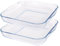 Argon Tableware Square Glass Oven Dishes - 30cm x 27.5cm - 2x Large Deep Baking Casserole Lasagne Roasting Roaster Cooking Tray Bowl | Microwave Safe, Freezer Safe